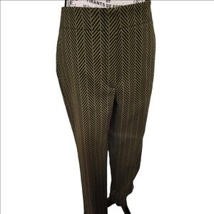 Eva Mendes NY&Co Green Black Herringbone Slim Ankle Pants Size 8 NWT